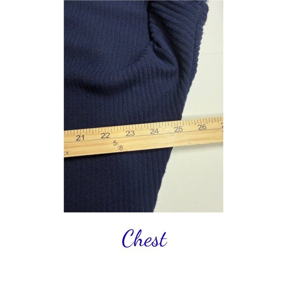 White House Black Market Navy Blue Ribbed V-Neck Sweater M - Picture 4 of 6